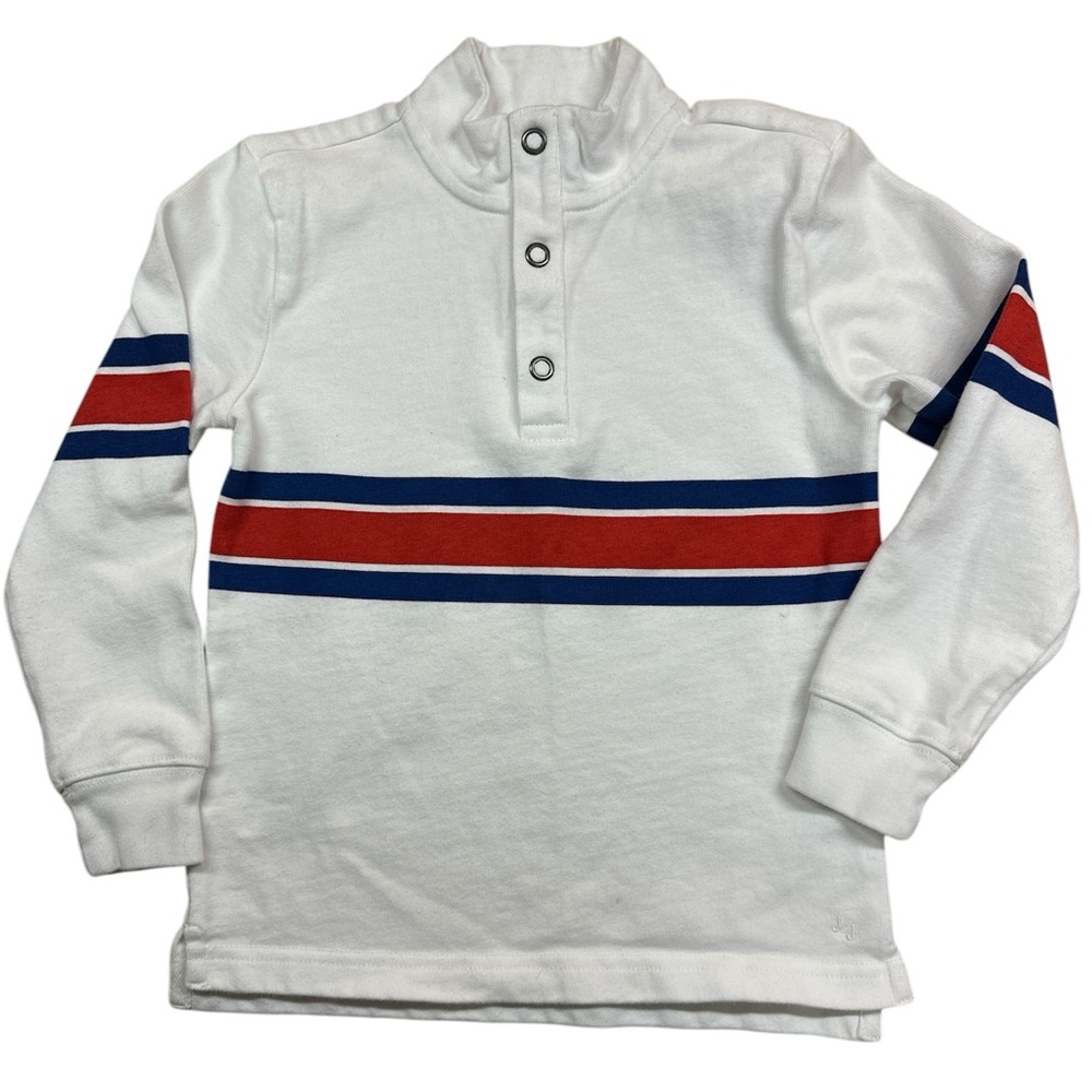 Janie and Jack Toddler Boys Red/Blue Striped Long Sleeve Shirt Size 4 EUC